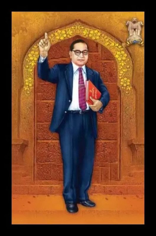 SHATAVISA B.R Ambedkar Wooden Photo Frame without Glass Digital Reprint 12 inch x 18 inch Painting  (With Frame)