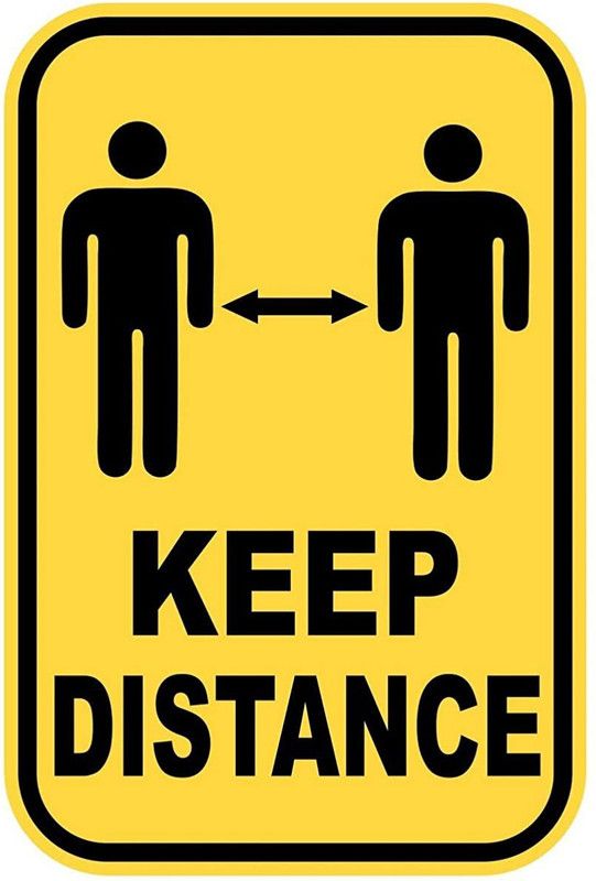 Asmi Collections 22 cm Keep Distance Sign Self Adhesive Sticker  (Pack of 1)