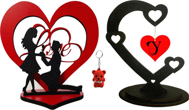 Radheshrakhi Y Letter Showpiece Decorative Showpiece - 12.5 cm  (Wood, Red)