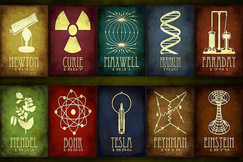 science isaac newton faraday niels bohr Poster, Wallpaper Paper Print  (12 inch X 18 inch)