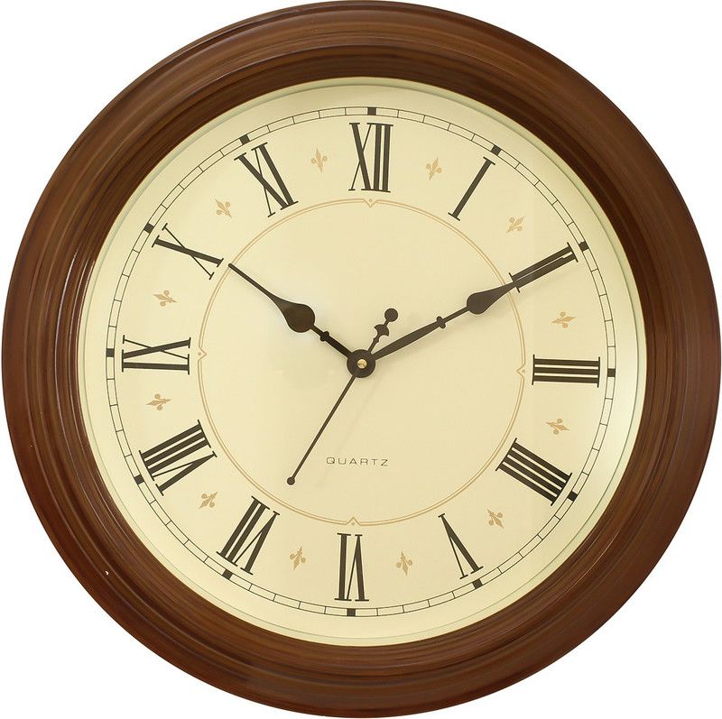 eCraftIndia Analog 40.64 cm X 40.64 cm Wall Clock  (Gold, Brown, With Glass, Standard)