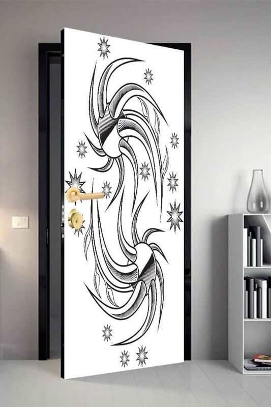 QTH 213 cm Line Art Dor-1310 Design Door Sticker Self Adhesive Sticker  (Pack of 1)