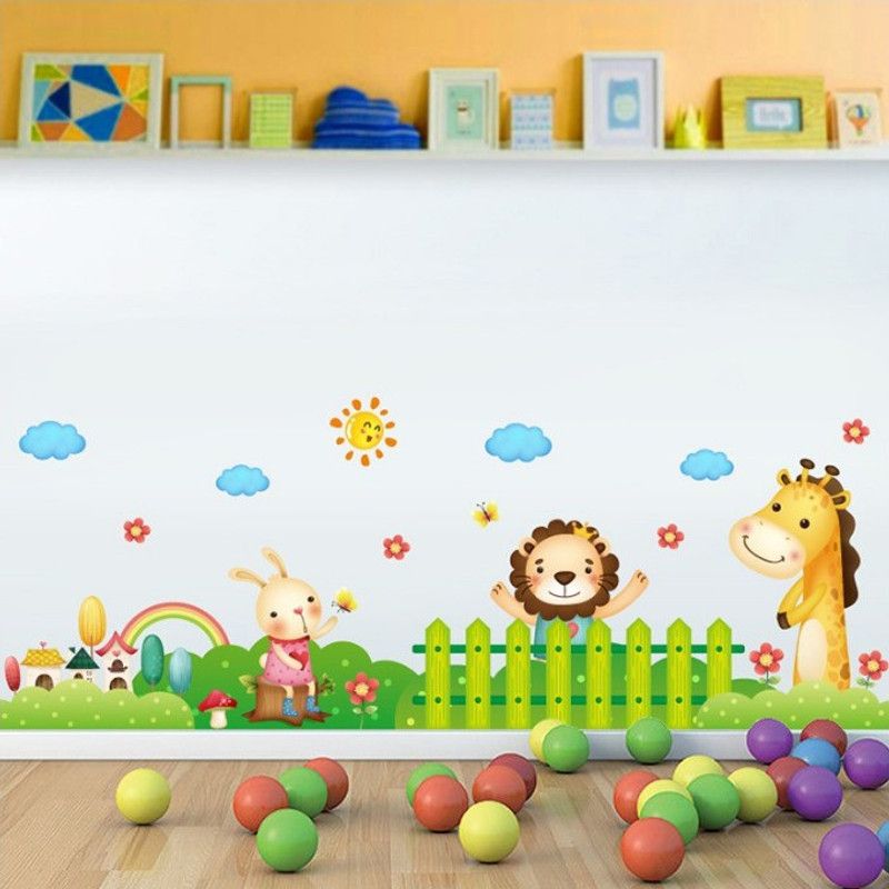 CRIMSON DECORS GIRAFFE AND BUDDIES ON SRING  (70 cm X 50 cm, Multicolor)