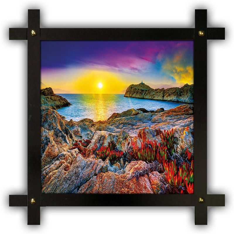 Poster N Frames Cross Wooden Frame Hand-Crafted with photo of Natural Landscape Scenery 14671 Digital Reprint 16.5 inch x 16.5 inch Painting  (With Frame)