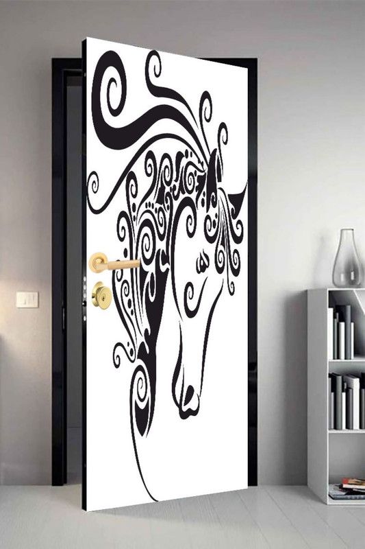 qth 213 cm Line Art Dor-0044 Design Door Sticker Self Adhesive Sticker  (Pack of 1)