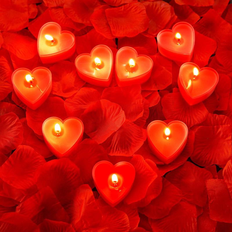ZURU BUNCH Set of 10 Red Heart shaped Tealight Candle For Home Decorations Wedding Birthday Party Celebrations and Diwali Festival Candle  (Red, Pack of 10)