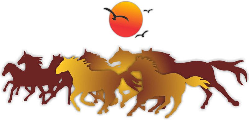 DivineDesigns 46 cm Multicolor Horse Self Adhesive Sticker  (Pack of 1)