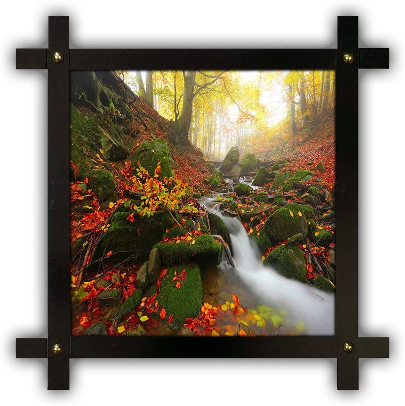 Poster N Frames Cross Wooden Frame Hand-Crafted with photo of Natural Landscape Scenery 18127 Digital Reprint 16.5 inch x 16.5 inch Painting  (With Frame)