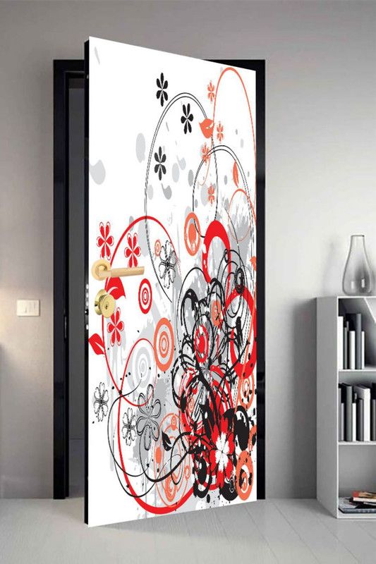QTH 29.8 cm QTH Floral Dor-4093 Design Door Sticker Self Adhesive Sticker  (Pack of 1)