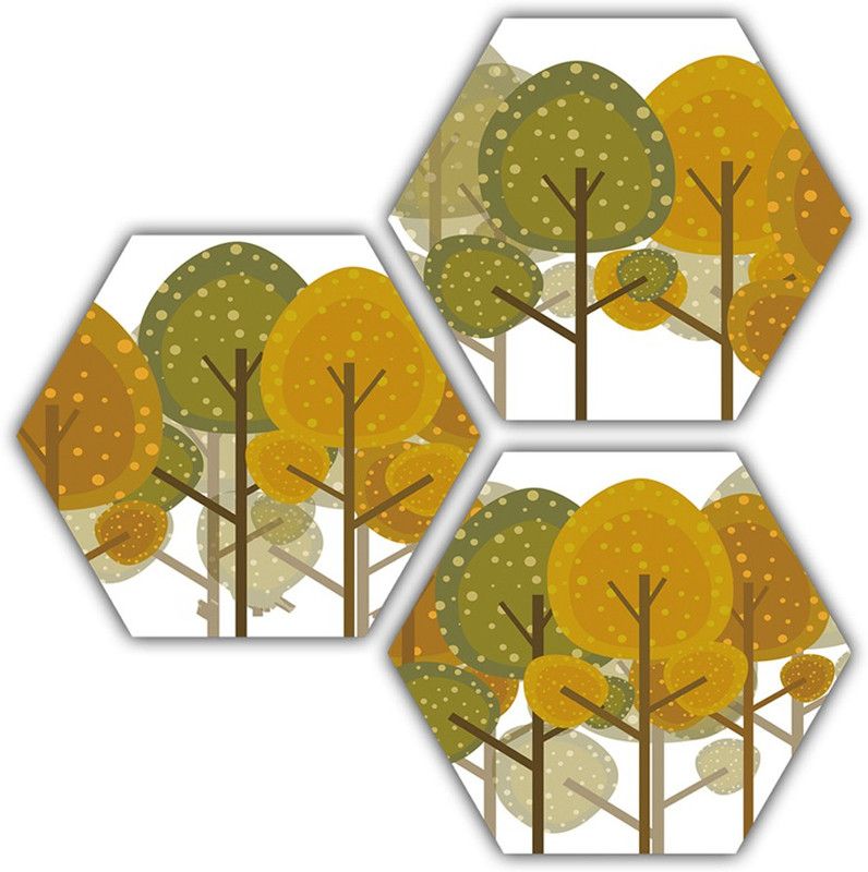 pnf Landscape art scenerySet of 3 piece Hexagon MDF-809- Digital Reprint 17 inch x 17 inch Painting  (Without Frame, Pack of 3)