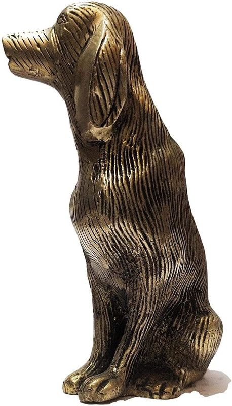 athizay 13 CM Brass dog idol labrador decorative Showpiece for Home Decoration and Gifting dog lovers Decorative Showpiece - 13 cm  (Brass, Gold)