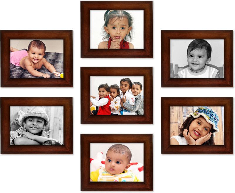AJANTA ROYAL Glass Personalized, Customized Gift Best Friends Reel Photo Collage gift for Friends, BFF with Frame, Birthday Gift,Anniversary Gift Wall  (Brown, 7 Photo(s), 7-5x7 Inch)