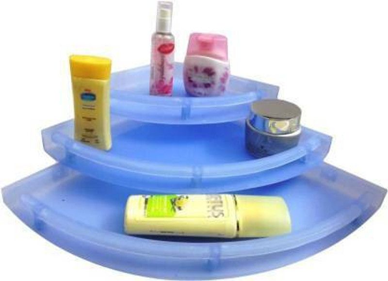 Aquafit Wall Mount Bathroom Corner Set Plastic Wall Shelf  (Number of Shelves - 3, Blue)