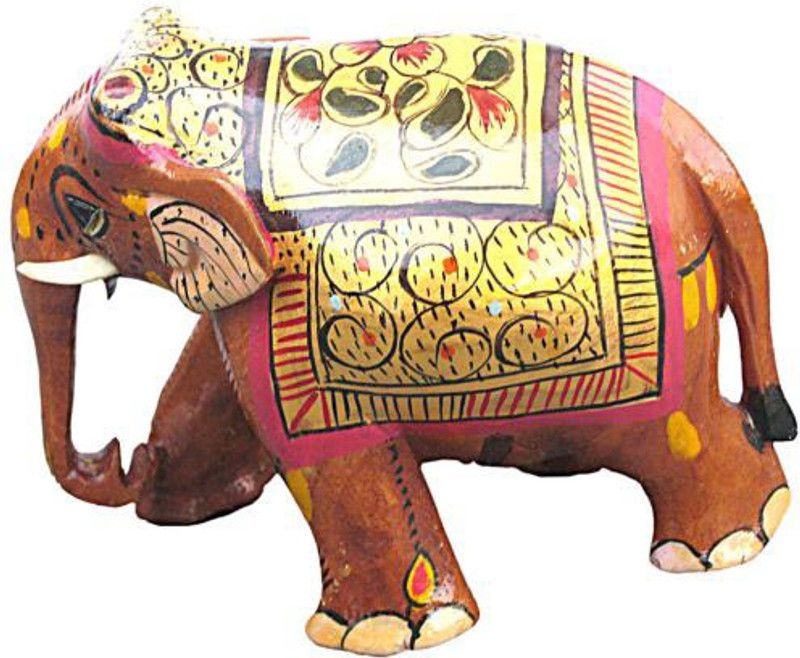 Chitrahandicraft Elephant Decorative Showpiece - 7 cm  (Wood, Multicolor)