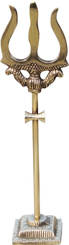 Brass Gift Center Brass Showpiece Trishul Statue With Brass Finish Decorative Showpiece - 19 cm  (Brass, Gold)