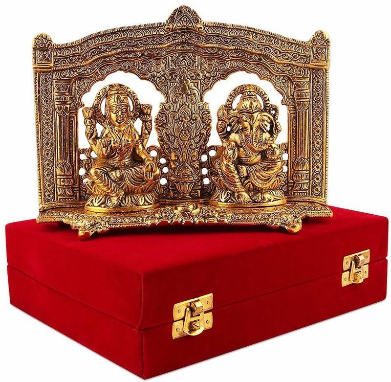 Delhi Gift House Gold Plated Laxmi Ganesh Murti 22 x 5 x 16 Decorative Showpiece - 15 cm  (Metal, Brass, Gold Plated, Gold)