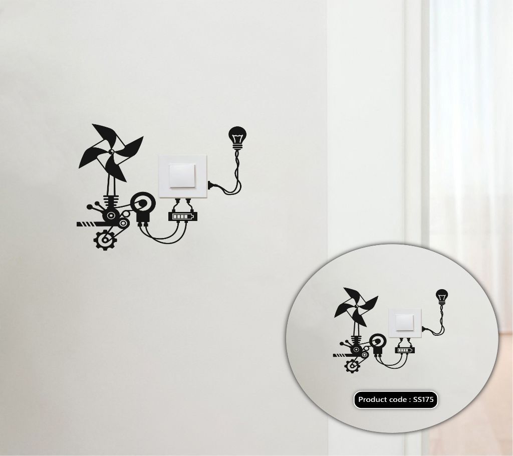 Pinwheel Wind Energy Switch & Socket Vinyl Decals Removable High Quality Wall Sticker - DDecorator
