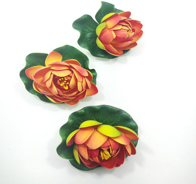 artificial hub Floating lotus medium Multicolor Lotus Artificial Flower  (4 inch, Pack of 3, Flower Bunch)