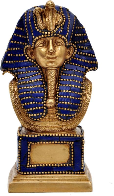 Aesthetic Decors Ancient Egypt King W Blue Stone Decorative Showpiece - 17 cm  (Brass, Multicolor)