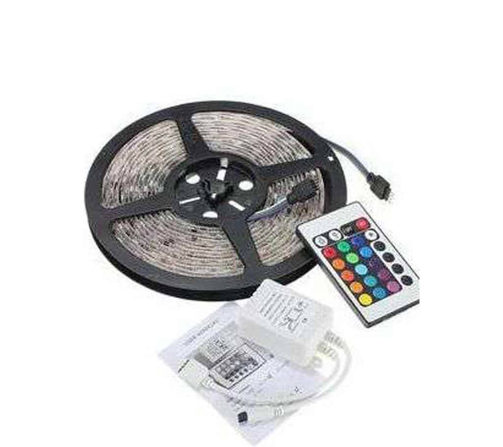 5M Multicolor RGB Waterproof LED Strip With Remote & 12V DC Adapter