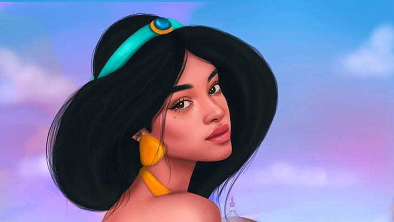 Aladdin Black Hair Girl Princess Jasmine Matte Finish Poster Photographic Paper  (12 inch X 18 inch)