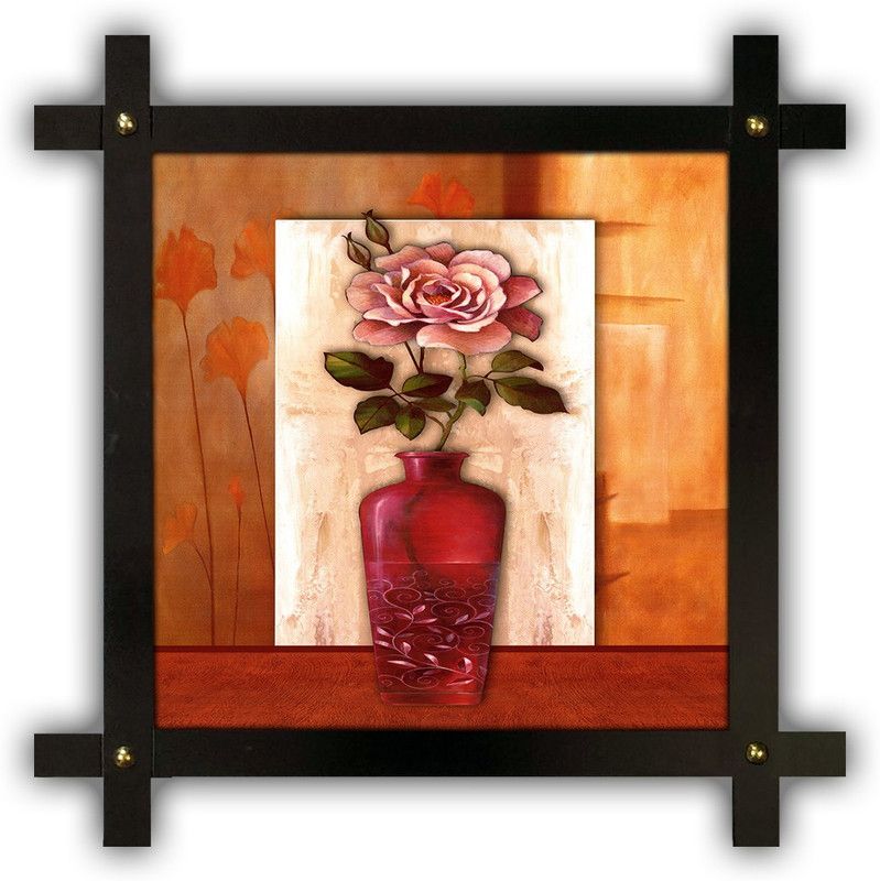 Poster N Frames Cross Wooden Frame Hand-Crafted with photo of Flower (floral) 17392-crossframe Digital Reprint 16.5 inch x 16.5 inch Painting  (With Frame)