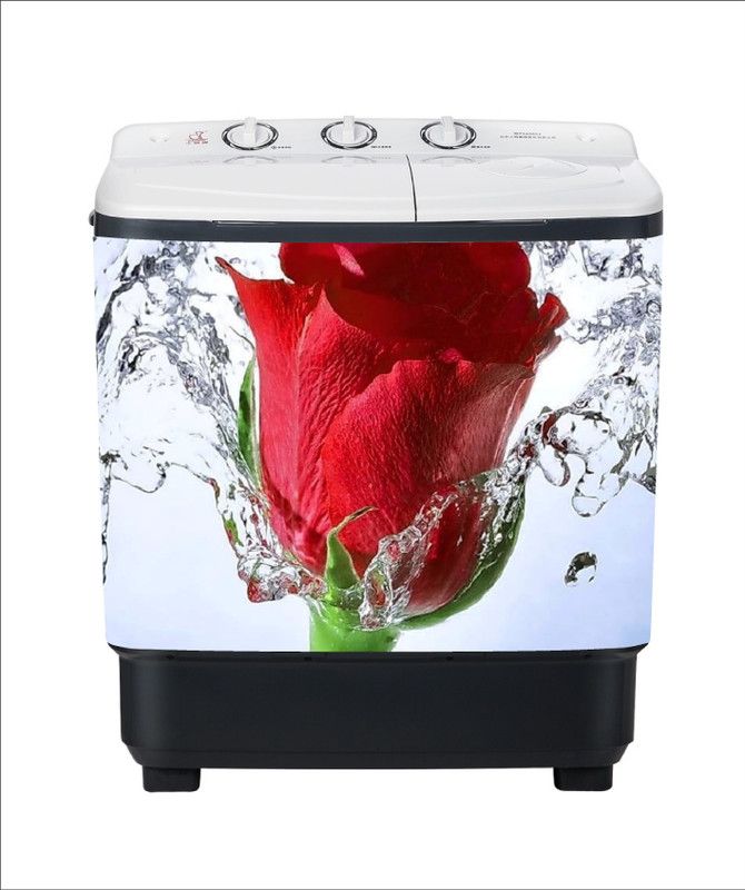Crown Decals 86 cm decorative abstract red rose water washing machine sticker Self Adhesive Sticker  (Pack of 1)