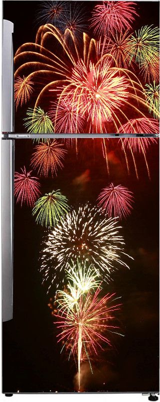 Advait Designs 60 cm Advait Designs abstract decorative beautiful multicolour lighting celebration extra lardge fridge sticker for fridge decor (pvc vinyl multicolor) Self Adhesive Sticker  (Pack of 1)