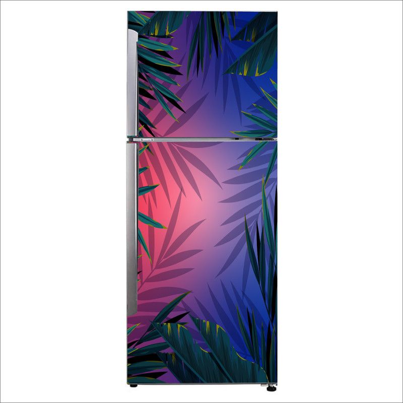Advait Designs 60 cm Advait Designs Decorative leaf palm trees aesthetics plant azure Extra Large Fridge Sticker Self Adhesive Sticker  (Pack of 1)