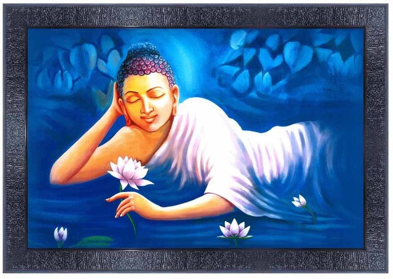 pnf Buddha Wood Photo Frames with Acrylic Sheet (Glass)17261 Digital Reprint 10 inch x 14 inch Painting  (With Frame)