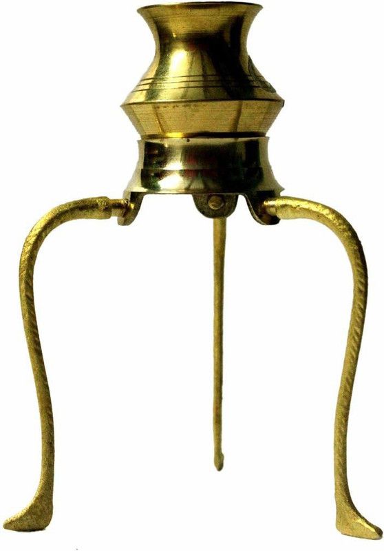 Shv Brass_stand01 Decorative Showpiece - 12 cm  (Brass, Gold)
