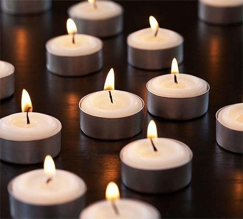 Eyuvaa 4.5 Hrs Burning Tealights Candles for Diwali, Pooja Decoration (White) (50) Candle  (White, Pack of 50)