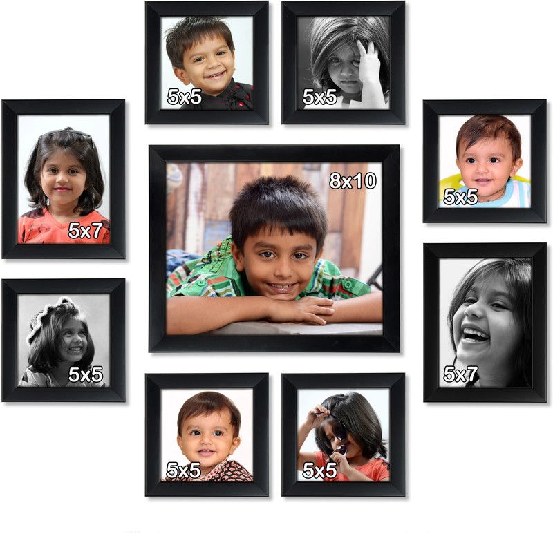 AJANTA ROYAL Polymer Personalized, Customized Gift Best Friends Reel Photo Collage gift for Friends, BFF with Frame, Birthday Gift,Anniversary Gift Wall  (Black, 9 Photo(s), 6 of 5"x5" inch, 2 of 5"x7" inch, 1 of 8"x10" inch)