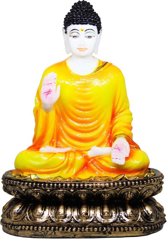 Craft Junction Handcrafted Blessing Lord Buddha Decorative Showpiece - 23 cm  (Polyresin, Multicolor)