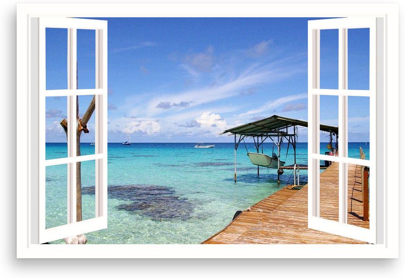 PRINTHUBS 45.72 cm Natural Beach Sticker Poster For Livingroom Home Wall Decor (Size24x18 Inch)s24 Removable Sticker  (Pack of 1)
