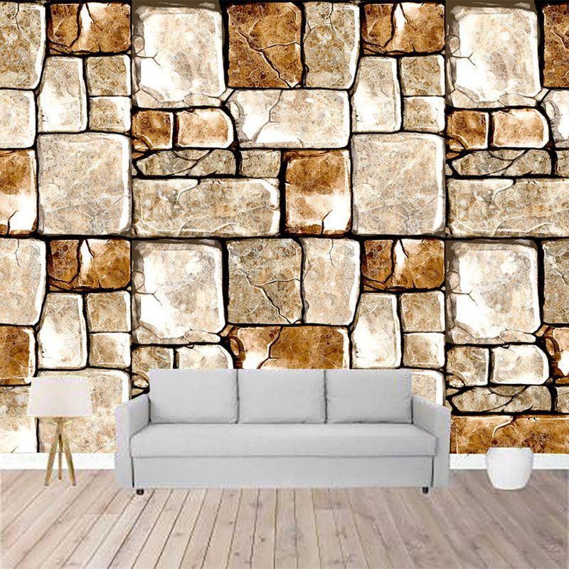 HD PRINT HOUSE Decorative Brown, White, Grey Wallpaper  (325 cm x 40 cm)