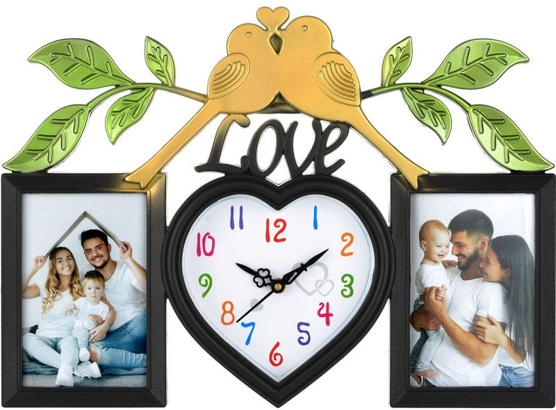 Att'z Analog 29 cm X 40 cm Wall Clock  (Black, With Glass, Standard)