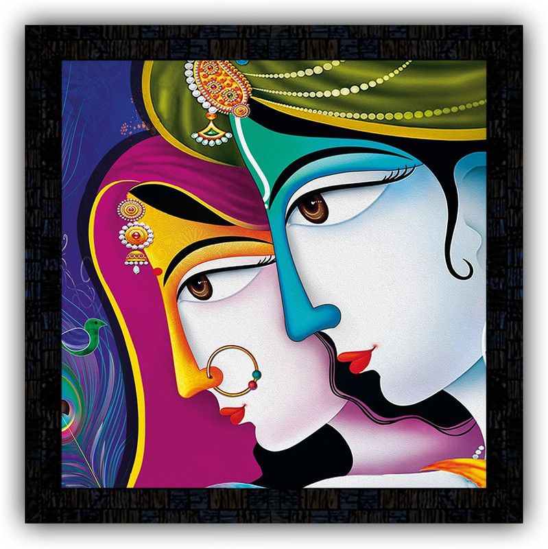 Poster N Frames framed poster of Radha Krishna-14868 Digital Reprint 14 inch x 14 inch Painting  (With Frame)