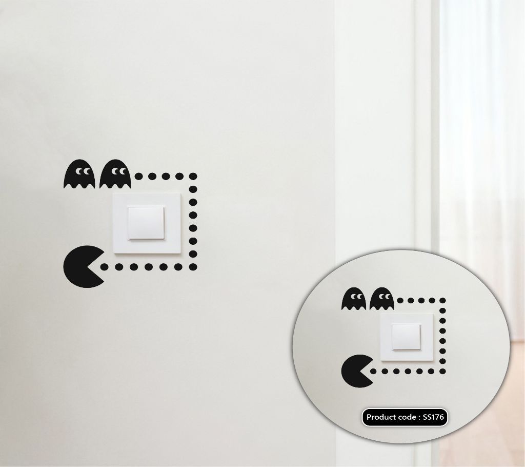 Pac-Man Switch & Socket Vinyl Decals Removable High Quality Wall Sticker - DDecorator