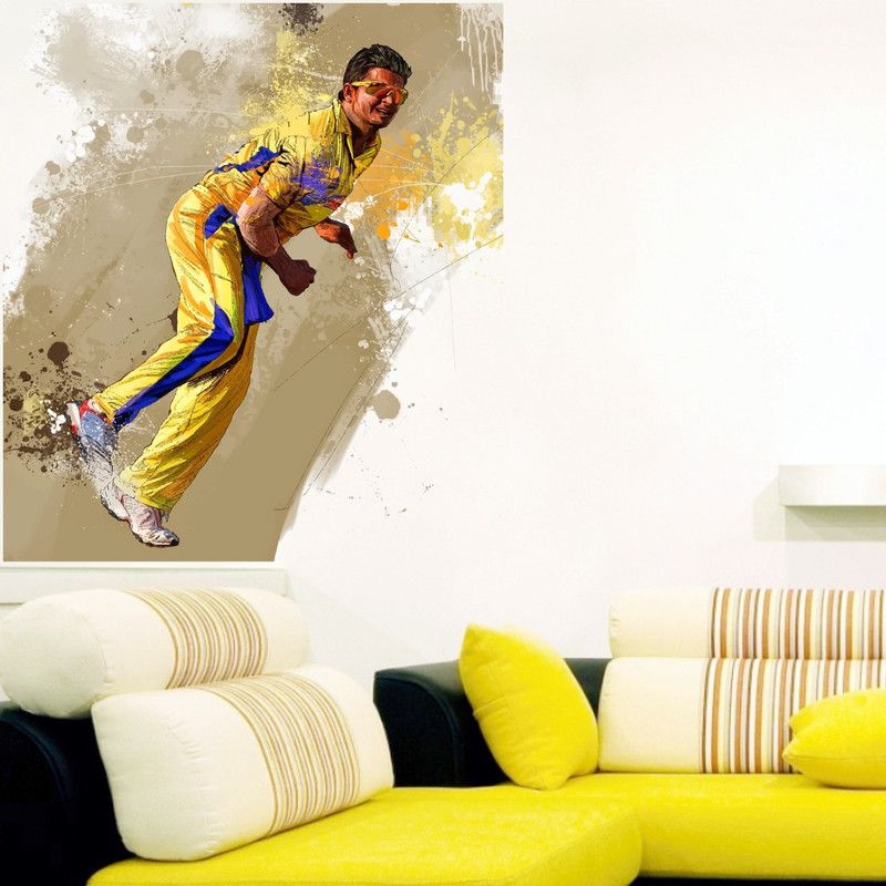StickMe 100 cm Bowling Raina Cricket IPL Wall Sticker - SM 462 Self Adhesive Sticker  (Pack of 1)