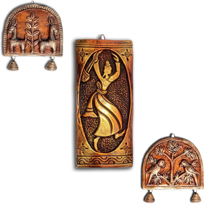 New Life Eco Friendly Handmade Village Decorative Wall Hanging For Living Room Decorative Showpiece - 25.4 cm  (Terracotta, Copper)