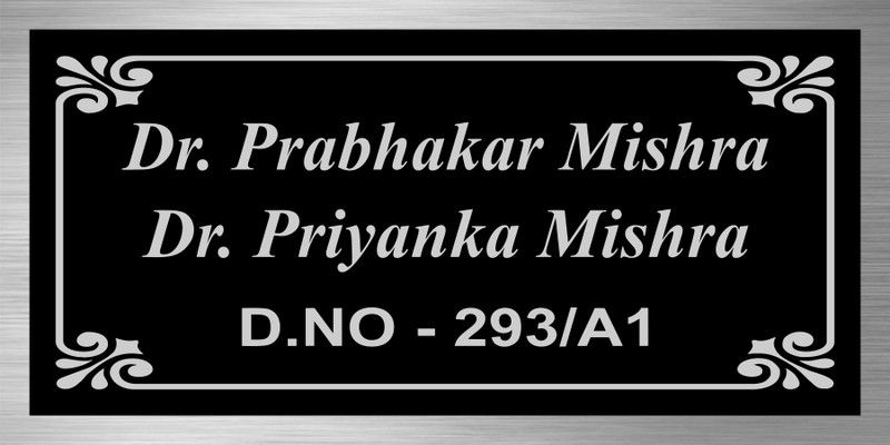 SEF Graphix Stainless Steel ground Name Plate  (Silver)