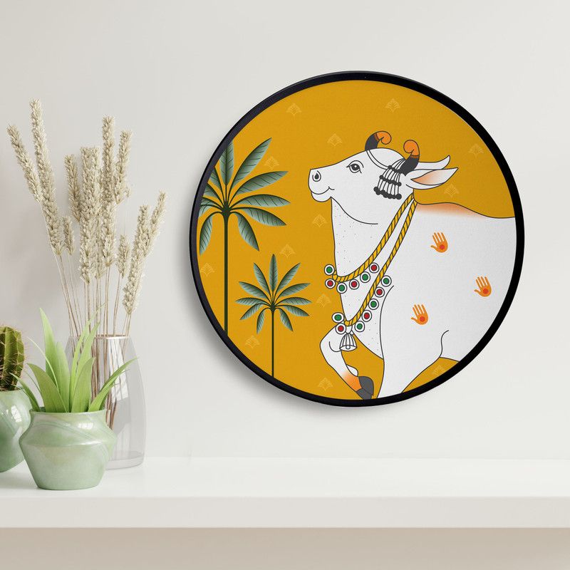 Unique Graphics Cow Face Canvas 16 inch x 16 inch Painting  (With Frame)
