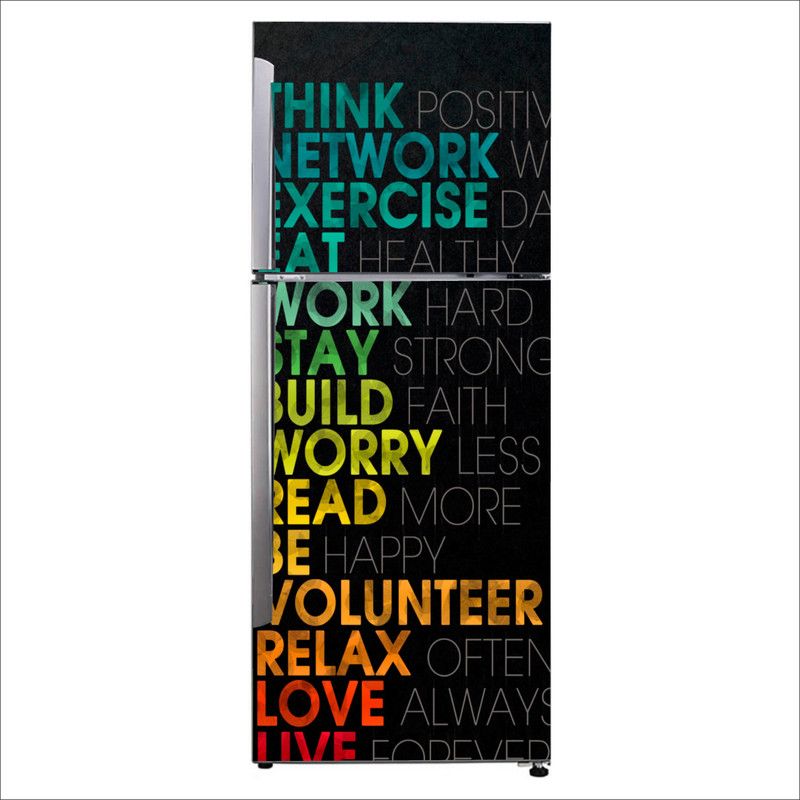Psychedelic Collection 60 cm Decorative Beautiful quote think positively live forever fridge sticker Self Adhesive Sticker  (Pack of 1)