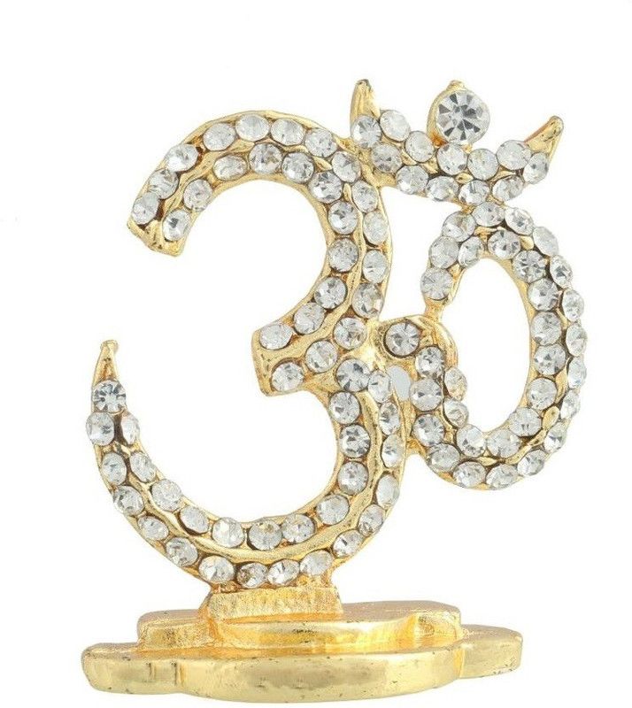 Relicon Hindu Religious Symbol OM Idol (Design-4) Gold Metal Statue for Car Dashboard | Mandir Pooja Murti | Temple Puja | Home Decor | Office Table Showpiece (L*B*H-3.5 x 0.5 x 4 Cm) Decorative Showpiece - 4 cm  (Metal, Gold)
