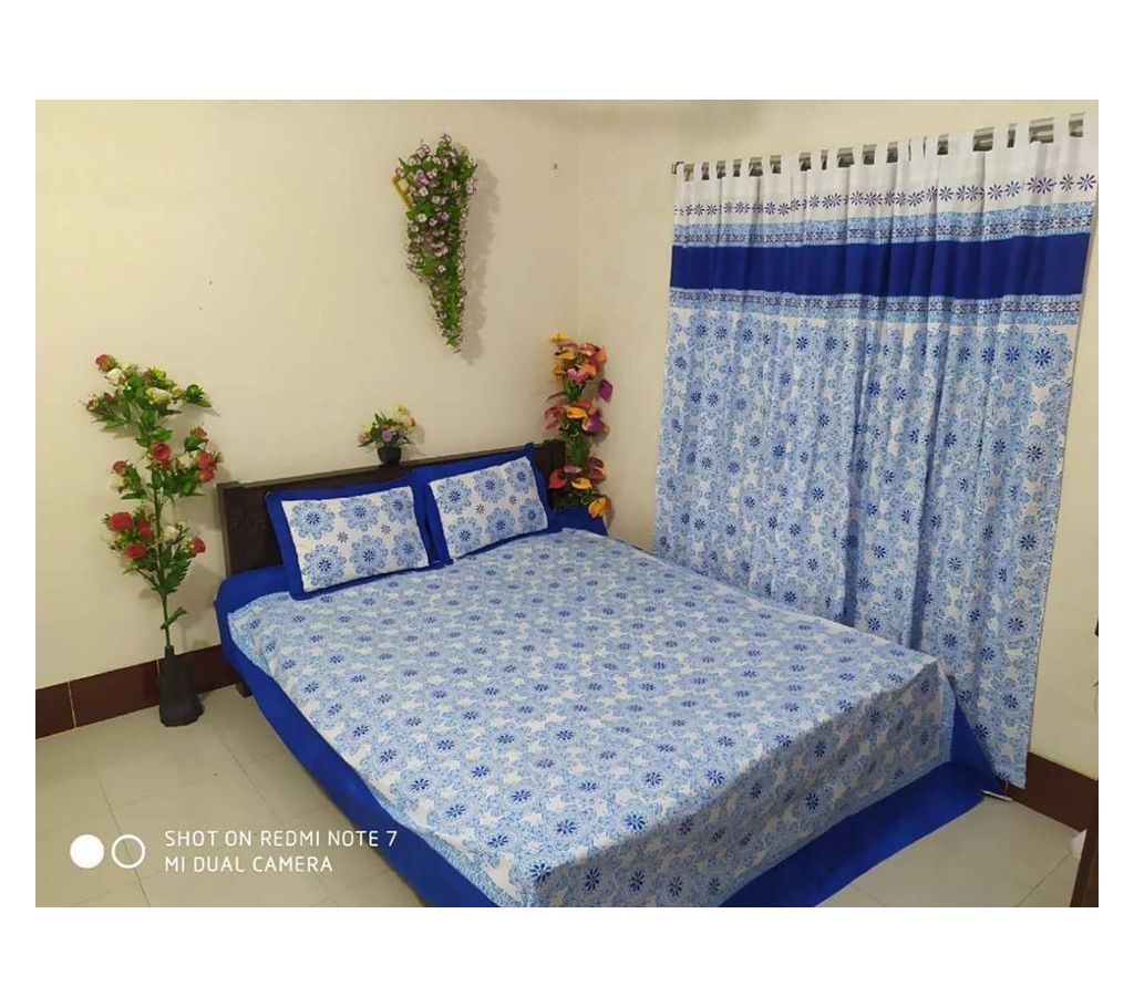 King Size Cotton Multi colors Block Printed Bed Sheet with Matching 2 Pillow Covers (Colour Guarantee)-2