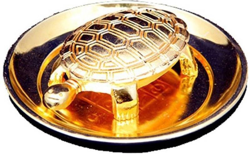 VibeX Original & Branded Vastu Fengshui Metal Tortoise in Plate Decorative Showpiece - 2 cm  (Metal, Copper)