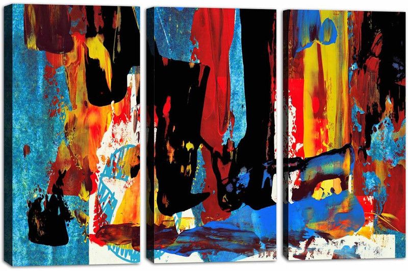 LADECOR Canvas Wall Art - Gold Color Abstract Artwork - Modern Home Decor Stretched and Framed Ready to Hang Canvas painting 18x36 inch Canvas 18 inch x 12 inch Painting  (With Frame)