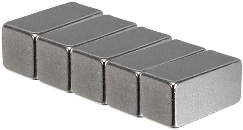 ART IFACT 5 Pieces of 20mm x 10mm x 10mm Neodymium Magnets - N52 Block Magnets - Rare Earth NdfeB Magnets - For DIY, School Project or Commercial Usage Fridge Magnet, Multipurpose Office Magnets, Magnetic Paper Holder Pack of 5  (Silver)