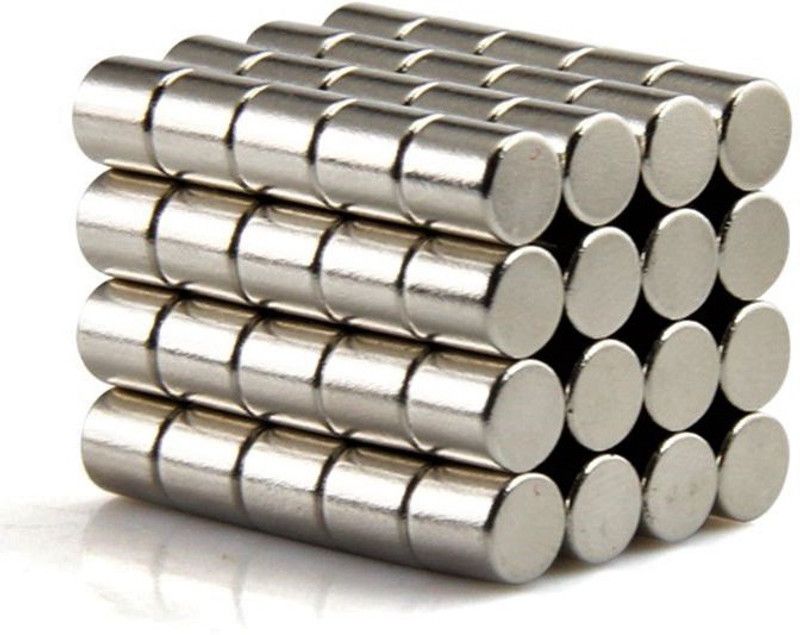 ART IFACT 100 Pieces of 5mm x 5mm Neodymium Magnets - N52 Cylindrical magnets - Rare Earth NdfeB Fridge Magnet, Multipurpose Office Magnets, Magnetic Paper Holder Pack of 100  (Silver)